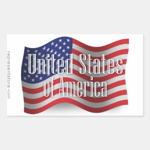 United States Waving Flag Rectangular Sticker