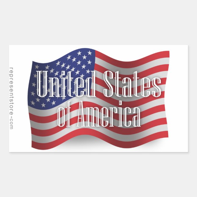 United States Waving Flag Rectangular Sticker (Front)
