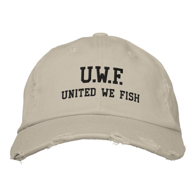 UNITED WE FISH™  Distressed Chino Twill Cap (Front)