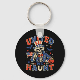 United We Haunt Skeleton Funny Patriotic Halloween Key Ring