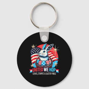United We Hop – Patriotic Easter Bunny Usa Pride  Key Ring