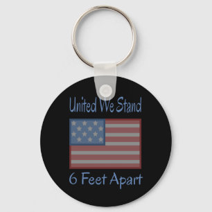 United We Stand 6 Feet Apart USA Flag Key Ring