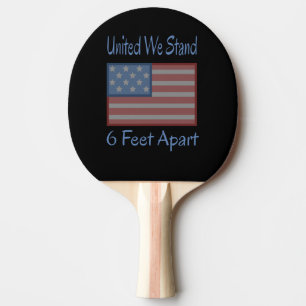 United We Stand 6 Feet Apart USA Flag Ping Pong Paddle