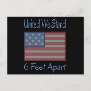 United We Stand 6 Feet Apart USA Flag Postcard