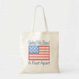 United We Stand 6 Feet Apart USA Flag Tote Bag