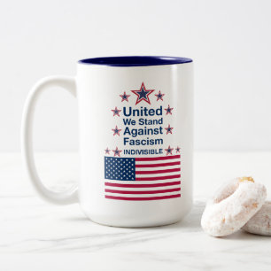 United We Stand Against Fascism Two-Tone Coffee Mug