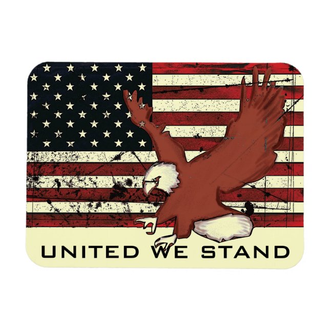 United we stand american flag eagle magnet (Horizontal)