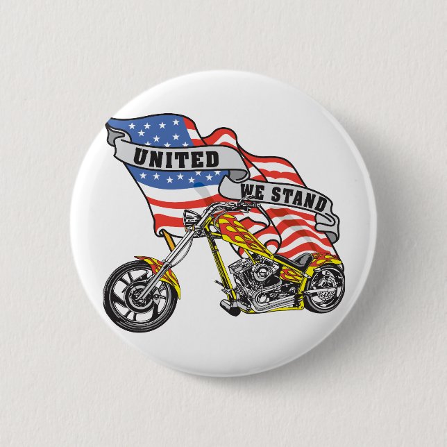 United We Stand Biker 6 Cm Round Badge (Front)