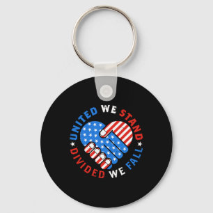 United We Stand Divided We Fall US American Flag S Key Ring