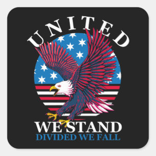United We Stand - Eagle and American Flag Square Sticker
