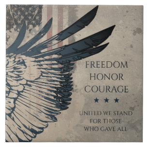 United we Stand Grunge Patriotic Eagle Art Ceramic Tile