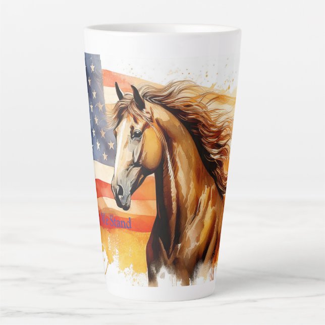 United We Stand Patriotic Horse Latte Mug (Front)