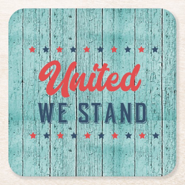 United We Stand Patriotic    Square Paper Coaster (Front)