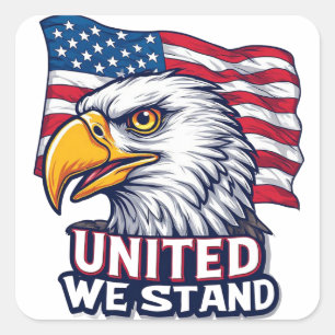 United We Stand Patriotic USA Design Square Sticker