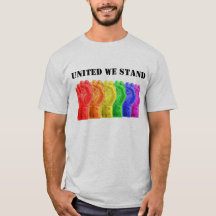 United We Stand Pride flag with 3D fist graphic