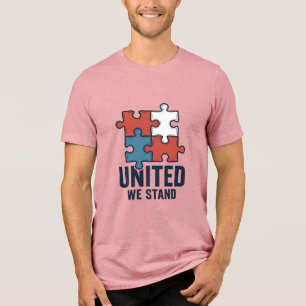 United We Stand Puzzle Piece Patriotic Shirt Desig