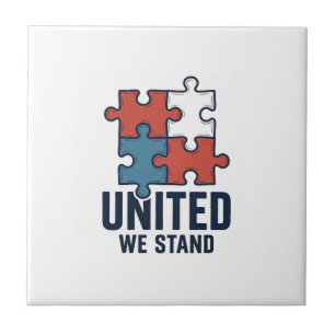 United We Stand Puzzle Piece Patriotic Shirt Desig Ceramic Tile