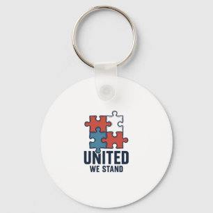 United We Stand Puzzle Piece Patriotic Shirt Desig Key Ring
