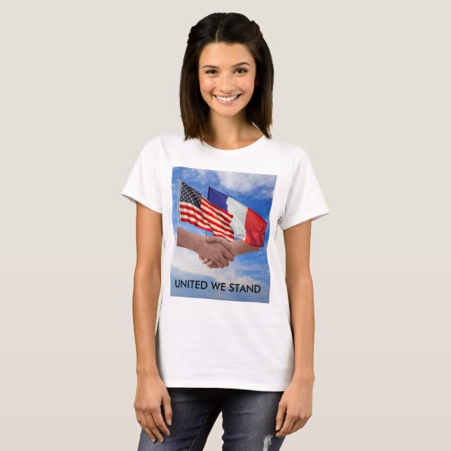 United We Stand USA & France Women's Basic T-Shirt (Front Full)