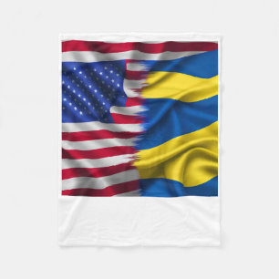 United We Stand – Usa Ukraine Flags Sticker Fleece Blanket