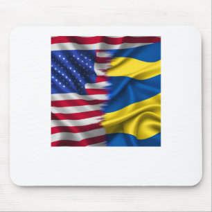 United We Stand – Usa Ukraine Flags Sticker Mouse Pad