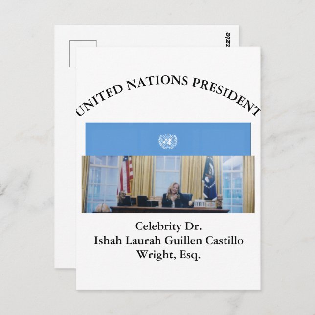 #UNITEDNATIONSPRESIDENT DR. #LAURAHCASTILLOS ESQ. POSTCARD (Front/Back)
