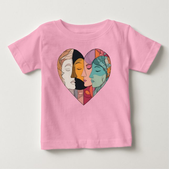 Unity Heart Diverse Faces Line Art Diversity  Baby T-Shirt (Front)
