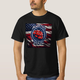 Unity Ignites Power: Patriotic Fist Print T-Shirt
