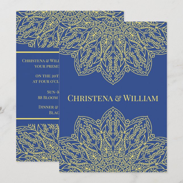 Unity in Bloom Blue Wedding Invitation (Front/Back)