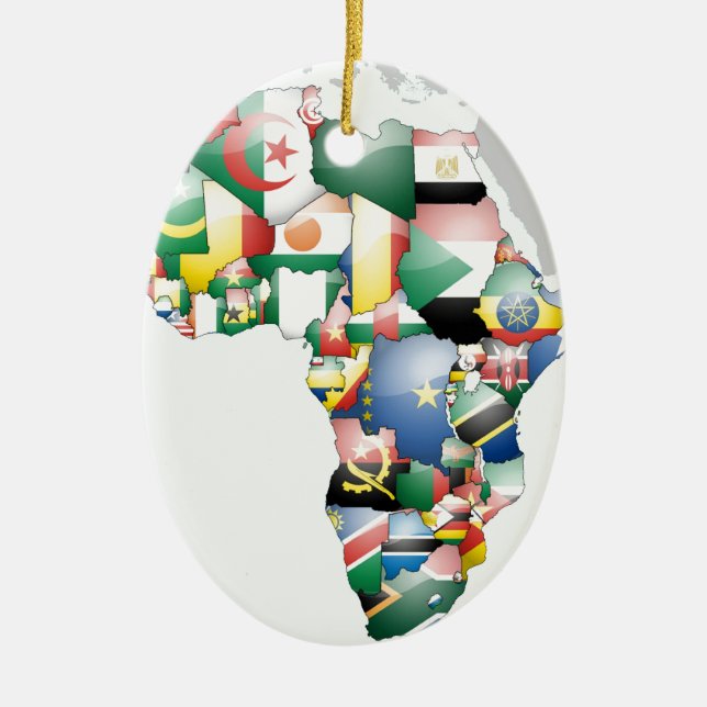 Unity in Diversity: Africa's Flags Collection Ceramic Ornament (Front)