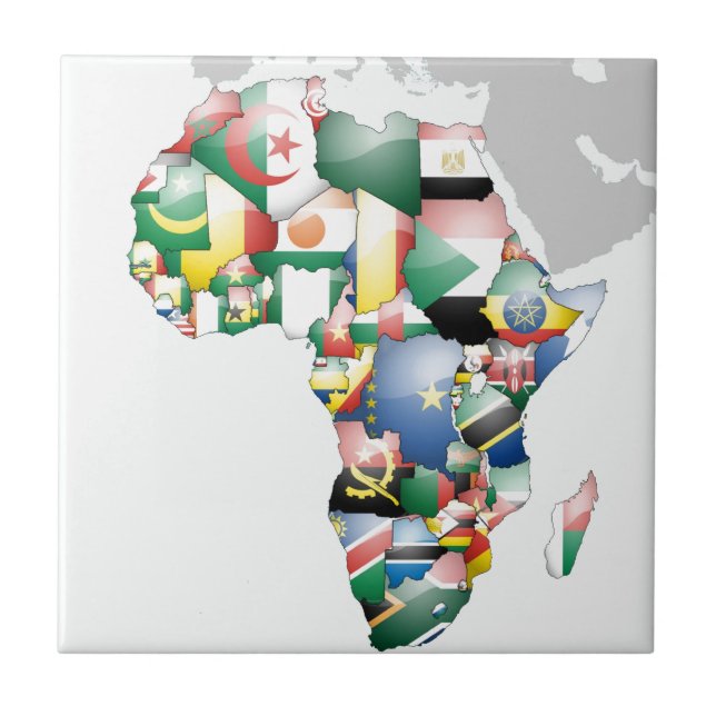 Unity in Diversity: Africa's Flags Collection Ceramic Tile (Front)