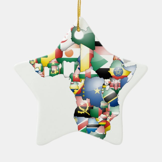 Unity in Diversity: Africa's Flags Collection Ceramic Tree Decoration (Front)