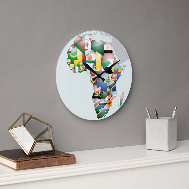 Unity in Diversity: Africa's Flags Collection Large Clock (Office)
