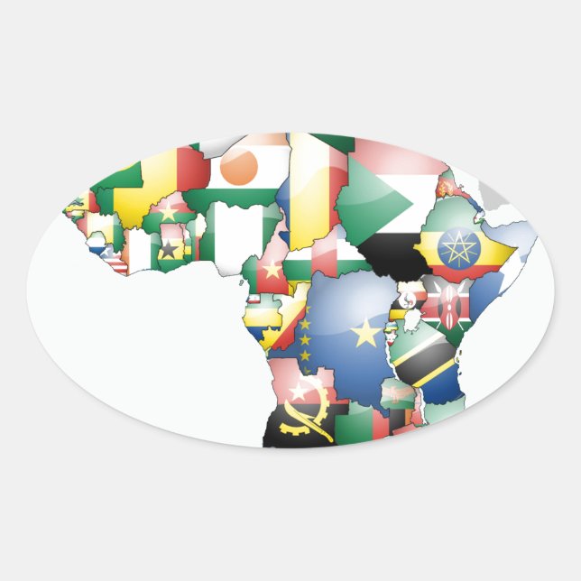 Unity in Diversity: Africa's Flags Collection Oval Sticker (Front)