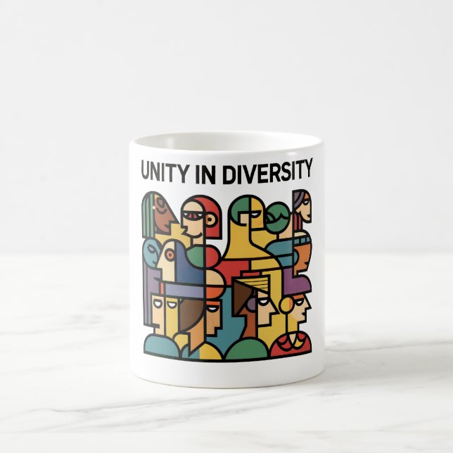 Unity in Diversity – Minimal Geometric Rainbow Mug (Center)