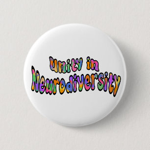 Unity in Neurodiversity Rainbow Typography 6 Cm Round Badge