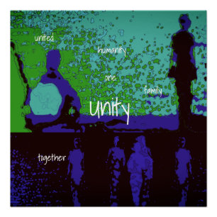 "Unity" in Purple, Shades of Green, Black Design Poster