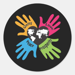 Unity, Love, Peace, Prosperity Classic Round Sticker