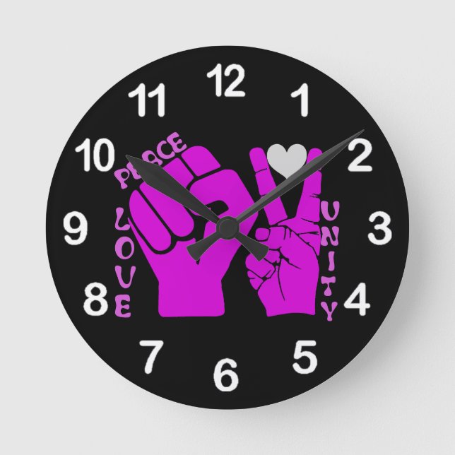 Unity,Love & Peace,Togetherness_ Round Clock (Front)