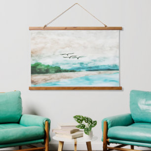 Unity of Earth and Water Misty Landscape Painting Hanging Tapestry