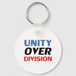 "Unity over Division" blue, red, black, white Key Ring