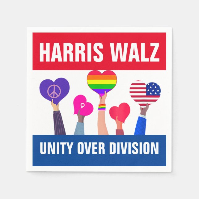 Unity Over Division Harris Walz Tim Walz Red Blue Napkin (Front)