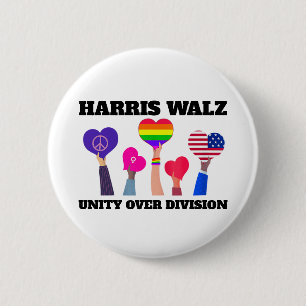 Unity Over Division Kamala Harris Tim Walz 6 Cm Round Badge