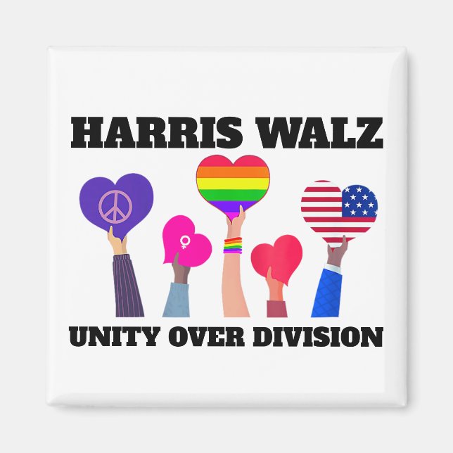 Unity Over Division Kamala Harris Tim Walz Magnet (Front)
