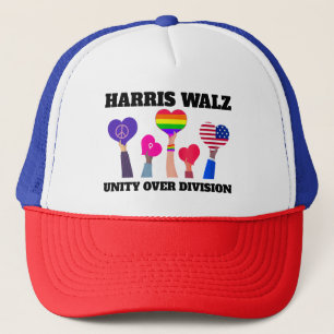 Unity Over Division Kamala Harris Tim Walz Trucker Hat