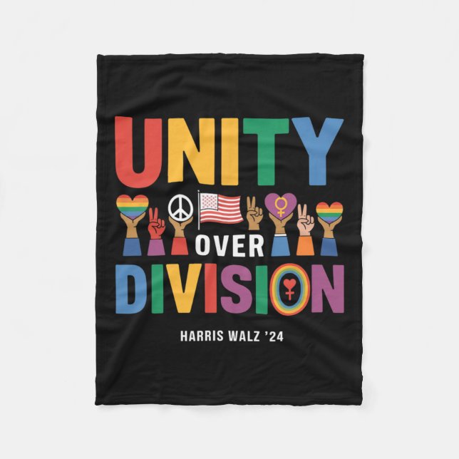 Unity Over Division Pride Harris W 24  Fleece Blanket (Front)