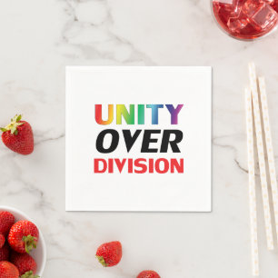 "Unity over Division" pride lgbtq lgbt white paper Napkin