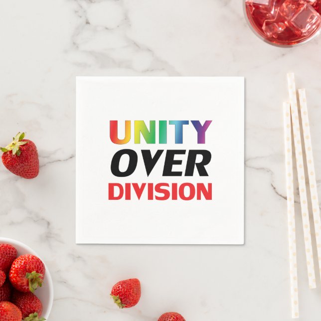 "Unity over Division" pride lgbtq lgbt white paper Napkin (Insitu)