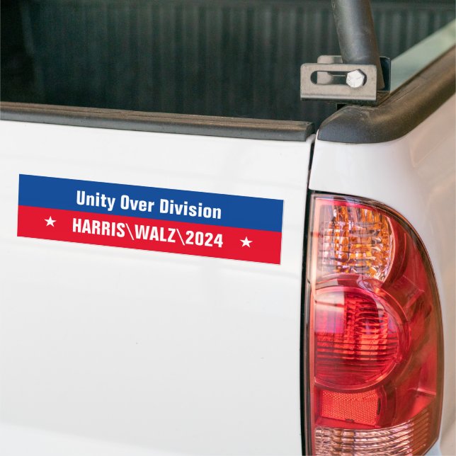 Unity Over Division Red Blue Bumper Sticker (On Truck)