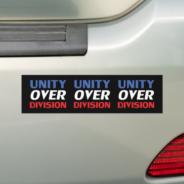 Unity over Division - red, white, blue, black Bumper Sticker (On Car)